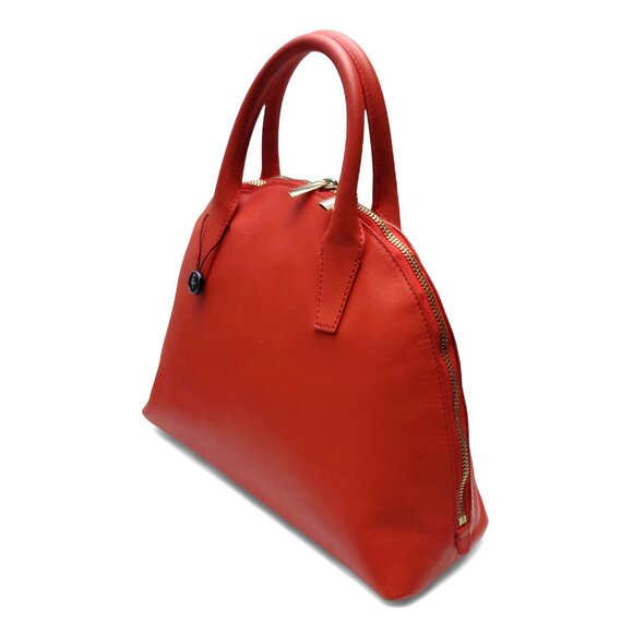 Barneys New York Small Leather Bowler Bag Scarlet Red (0233) - Picture 4 of 11